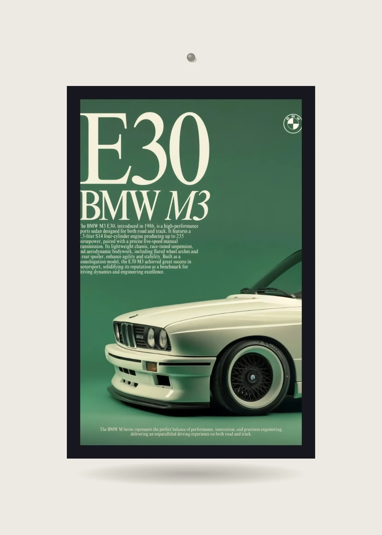 BMW M3 E30 Classic Sport Sedan — Acrylic · Black