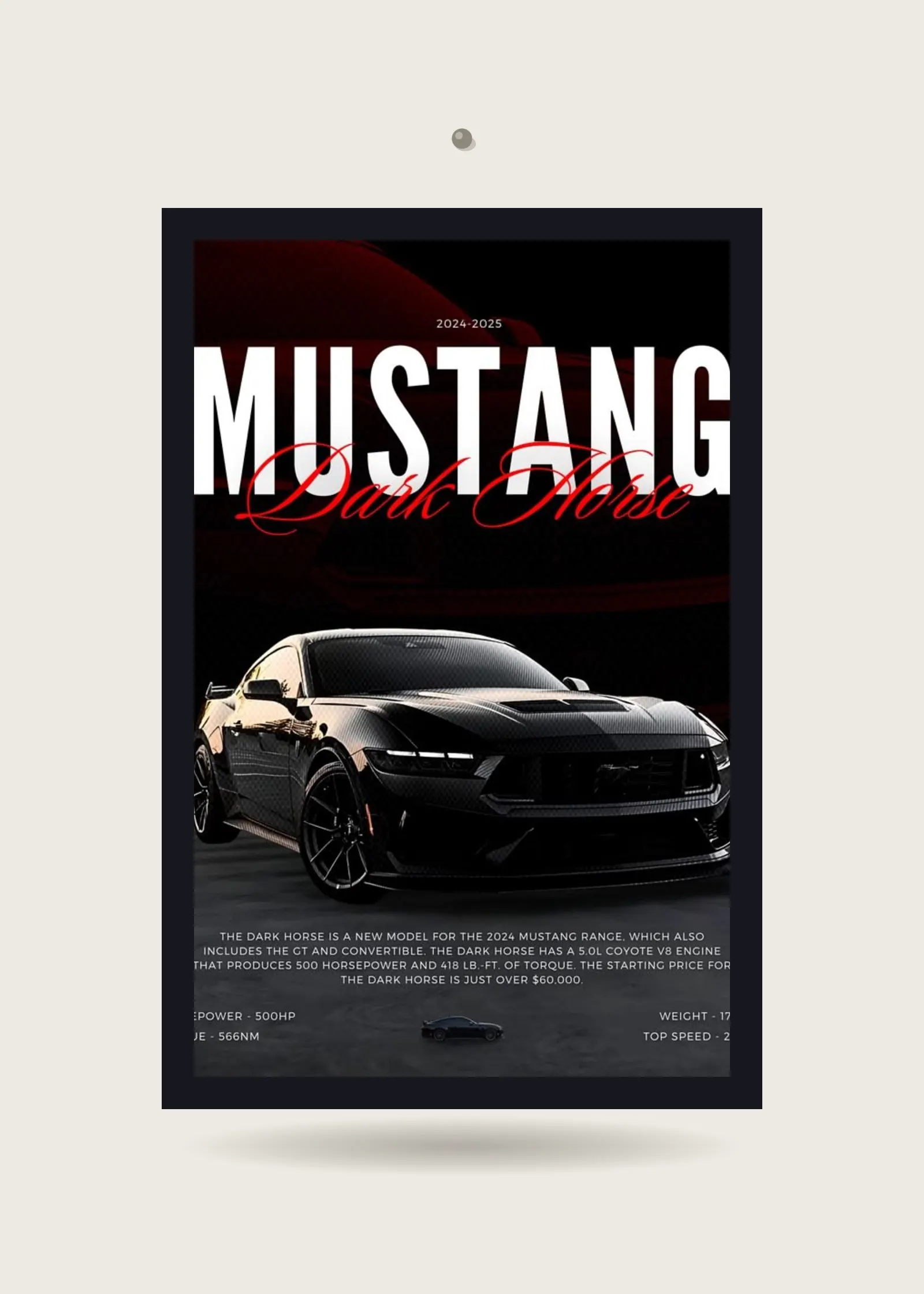 Ford Mustang Dark Horse Edition — Acrylic · Black