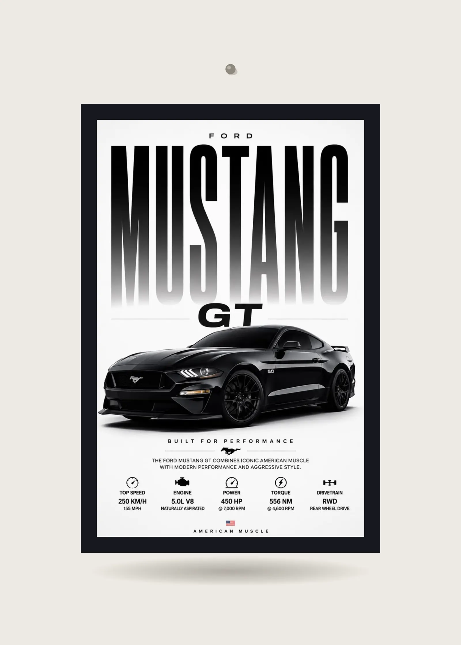 Ford Mustang GT 5.0 — Acrylic · Black