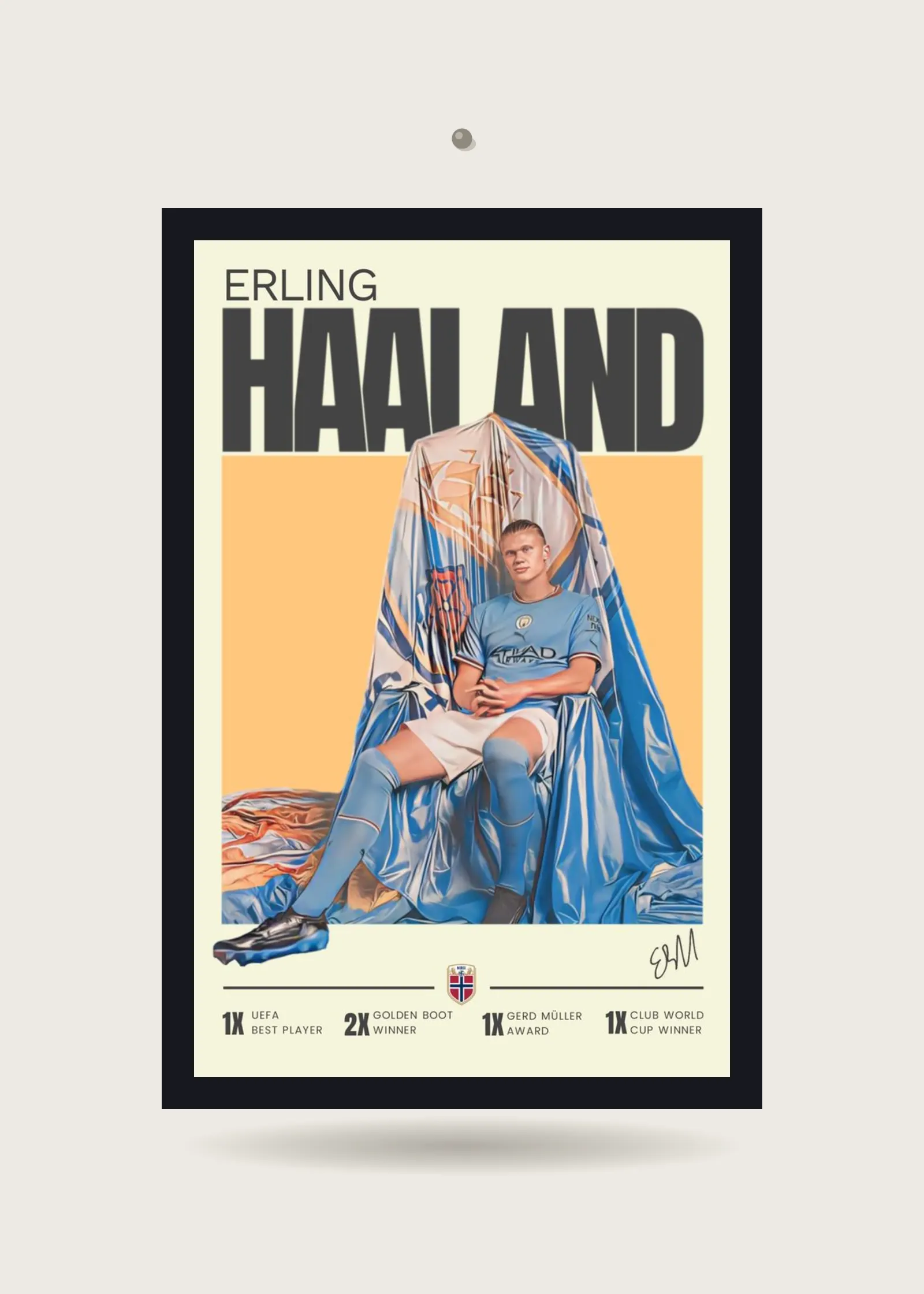Erling Haaland - Manchester City King On Throne — Acrylic · Black