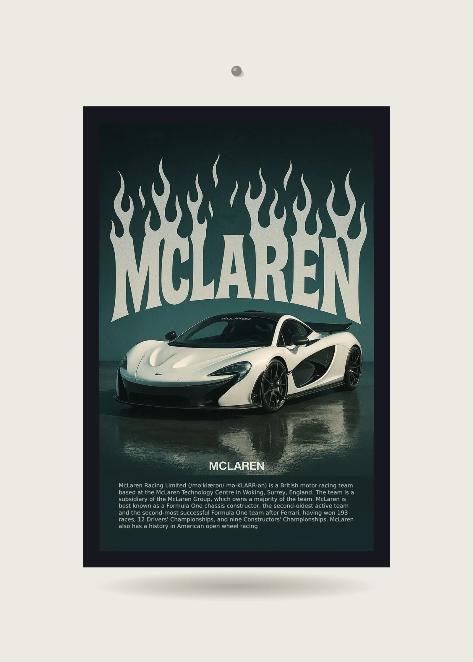 McLaren Supercar Flame — Acrylic · Black